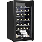 D4P Display4top Vinoteca Nevera para vinos 28 Botellas, puerta de vidrio templado, panel de termostato táctil (82L)