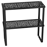 Maxentico Juego de 2 Organizador de Armario Cocina, Estantería Cocina Apilables, Estante para Especias de Metal, Estantes de Almacenamiento de Cocina, Adecuado para Encimera, Gabinete, Baño y Oficina