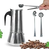 TIMOKA | Pack cafetera italiana induccion, cafetera italiana 12 tazas, cafetera induccion con set de cucharillas, cafetera italiana induccion 12 tazas con filtros, cafetera italiana acero inoxidable.