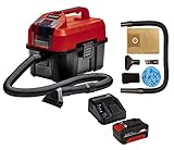 Einhell TE- VC 18/10 Li Solo Aspirador seco-húmedo + Kit con Cargador y batería de Repuesto de 18 V, 4 Ah, 0 W, 21 V, 4.0, Tiempo de Carga 60 Minutos