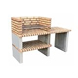 MOVELAR - Barbacoa de Obra Prefabricada de Leña y Carbón Modelo Paellero Almenara 85 (Gris, Naranja - 177 x 70 x 120 cm) REF: 3905 - Cocina de Exterior para Jardín o Patio
