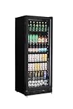 METRO Professional Frigorífico para bebidas GSC4280B, metal/cristal, 59,5 x 54,5 x 159 cm, 280L, refrigeración ventilada, 210 W, con cerradura, negro