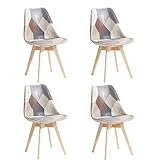 BenyLed - Juego de 4 sillas de comedor, sillas auxiliares lavables de piel sintética, de poliuretano, sillas de comedor modernas de medio siglo, asiento cómodo con cojín acolchado, color gris, CZBB04