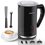 Aigostar Capu - Espumador de Leche Eléctrico 500W, 3 modos Espuma Leche Caliente/Fría para Café, Latte, Cappuccino,Chocolate, 115ml/240ml, Recubrimiento Antiadherente, Silencioso, Negro