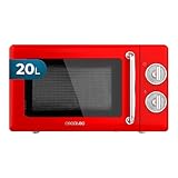 Cecotec Microondas Mecánico de 20 L Proclean 3010 Retro Red. 700 W en 6 Niveles, Temporizador hasta 30 Minutos, Modo Descongelación, Diseño Vintage en Rojo, Acabados en Acero