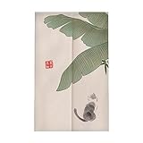 Surwin Cortina de Puerta Japonesa Noren, Vintage Estilo Japonés Cortina de Puerta Interior Tela Tapiz Cortina de Partición para Hogar Habitación Cocina Tienda (90x200cm,Gato)