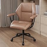 naspaluro Silla de Escritorio PU Cuero, Silla Oficina Ergonomica, Silla Giratoria con Función de Balanceo de 90 °-105 °, Altura Ajustable, Silla de Ordenador para Oficina en Casa, Estudio, Marrón