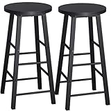 WOLTU 2X Taburete de Bar Muebles Cocina Silla de Comedor Taburete Alto para Salon Cocina Estructura de Metal, MDF Negro BH130sz-2