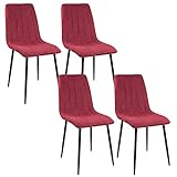 Albatros Silla de Comedor GARDA, Set de 4 sillas, rojo, certificadas por la SGS