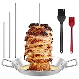 Pipihome Brocheta vertical, Kebab De Acero Inoxidable con 3 Picos De Repuesto Para Barbacoa, Pincho Doner Kebab Para Pavo, Kebab (A)