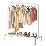 JIUYOTREE - Perchero de ropa con estantes para zapatos, estante para colgar ropa de calidad comercial para exhibición, almacenamiento, Blanco