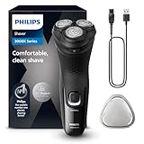 Philips Serie X3000 Afeitadora Eléctrica Hombre, Máquina de Afeitar Barba con Cortapatillas, 27 cuchillas, Cuida la piel, 40min de uso, En Seco y Húmedo, Recargable, X3001/00, Negro