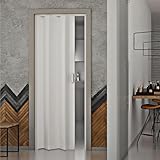 Decorspace - Puerta de fuelle 'Monica' de interior, 83 x 214 cm, de PVC, fabricado en Italia, color blanco y liso