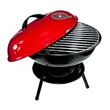 Barbacoa Redonda con 3 Patas Desmontable de Acero 37x37x39cm con Bandeja y Tapa -BBQ USA Parrilla de Barbacoa de Carbón o Leña al Aire Libre, Camping y Picnic - Barbacoa Americana