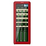 Cecotec Vinoteca 24 Botellas Retro Bolero Grandsommelier Origin 24 Hit Red. Acabado En Rojo Con Control Led, Temp. 5-20ºC, NoFrost, Estantes Madera, Luz Interior, Ventilación