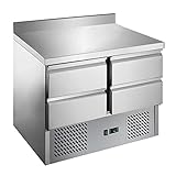 GGM Gastro Mostrador Refrigerado ECO - 240 Litros - 4 Cajones con Respaldo - Construcción de Acero Inoxidable - Refrigeración Eficiente y Estática - Grado Comercial - SAG97EAND#4S#07