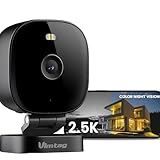 Vimtag Cámara de Vigilancia 2.5K/4MP, IP66 Impermeable, Mini Cámara Exterior con Visión Nocturna en Color, Cámara Interior WiFi con Detección de Movimiento, Tarjeta SD, Compatible con Alexa， Negro