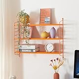 [en.casa] Estantería de Pared Strängnäs Estante Mural Baldas de 3 Niveles Mueble de Salón Despacho Acero Duradero 50x60x15 cm - Naranja