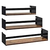 EYMPEU Conjunto de 3 Tamaño Grande Estanterías de Pared de Madera y Metal, Estantes Flotantes con Diseño Industrial para Decoración y Almacenamiento en Cocina, Baño y Salón