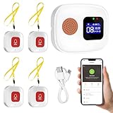 Alarma Avisador Personas Mayores, Botón de Llamada de Emergencia para Ancianos, 4 * Botón de Llamada de Emergencia SOS + 1 * Receptor, Botón de Llamada WiFi para Cuidador para Pacientes Mayores