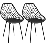 JIJIAN Juego de 2 sillas de Comedor con Patas de Metal, sillas Cocina,sillas Salon,Respaldo Curvado y diseño Recortado,sillas Comedor Negras,para Sala de Estar, Dormitorio, Cocina o Comedor