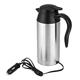 Hervidor de agua para automóvil, hervidor de viaje para camión de acero inoxidable, termo eléctrico de viaje, taza, cocción rápida para agua, té, café, 750 ml