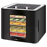 Clatronic DR 3773 Deshidratador de frutas secas/frutas/verduras/carne y más, alimentación saludable para fitness y salud, 6 rejillas de acero inoxidable (aptas para lavavajillas), color negro