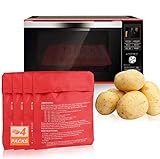 4 Pcs Bolsa para Patatas, Bolsa de Papa para Microondas, Microondas Olla Bolsa cocer Patatas Lavable Reutilizable Bolsa Patatas Solo (Rojo)