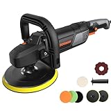 PLS03A Pulidora rotativa 1500W, pulidora orbital aleatoria de 180mm/150mm, 6 velocidades variables de 600-3000rpm, kit de máquina pulidora para detalles, pulido y encerado de automóviles