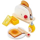 Hape Pop-Up Toaster Set , Kitchen Pretend Play Toy Set with Breakfast Accessories for Kids