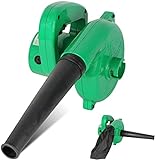 FISHTEC Mini Soplador de Hojas Eléctrico - Reversible a Aspirador con Bolsa - Longitud del Cable 2M - 500 W - 40CM - Verde