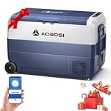 AAOBOSI 50l Nevera Portatil con Ruedas, Nevera Compresor con APP y Puerto USB, Nevera Camping 20 °C a -20 °C, 12/24V DC,100-240V AC, para Hogar, Camping, Viajes, Coche, Barco y Autocaravana,Zona únicr