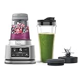 Ninja Foodi Power Nutri Batidora de vaso 2 en 1, 1100 W, 4 programas automáticos, Auto-iQ, mezclas espesas y bebidas heladas, vaso de 700 ml y bol de 400 ml con Power Paddle, en plateado, CB100EU