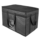 Yalin XXXL Large Insulated Cooler Bag with Zipper Closure,Reusable Grocery Shopping Bag Keep Food Hot or Cold,Collapsible Delivery Bag for Food Transport (Black)