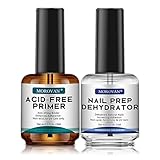 Morovan primer uñas semipermanente - 15ml deshidratador y primer para uñas profesional para uñas de acrílico Uñas de gel Primer uñas sin ácido y deshidratador para uñas Adecuado para señoras DIY