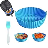 Olla de Silicona para Freidora de Aire, Silicona Freidora Aire Reutilizables y Antiadherentes,Accesorios Airfryer,para horno e Microondas, etc (azul oscuro)