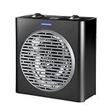 Black+Decker - Calefactor compacto 2000W potencia regulable, 3 modos, termostato electrónico regulable, sistema de seguridad anti-vuelco, negro mate y gris.