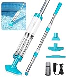LanBlu Aspirador de Piscina con Pértiga Telescópica, Aspirador Piscina Bateria Tiempo de Funcionamiento hasta 90 Min, Aspiradora Piscinas Fondos con Potente Succión, Limpiafondos Piscina Manual SPA