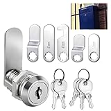 Cerradura de Buzón con 4 Llaves y 5 Placas de Bloqueo Diferentes, Cerradura de Levas 16mm, Diámetro de 18 mm, Cerradura de Puerta de Armario, para Buzones de Correo y Puertas de Armario