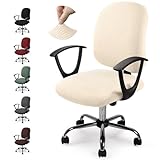 Funda para Silla de Oficina Jacquard Funda de silla de Oficina Elástica Fundas sillas Modernas Lavable Fundas para Sillas Giratoria Protector de Funda para Silla de Oficina (No Sillas) (Y-Blanco, 2)
