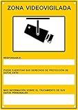 Cartel Videovigilancia Homologado A4 Con Adhesivo y Agujeros para Fijación | Resistente | Zona Videovigilada | para Alarmas +Cámaras Seguridad | Disuasorio PVC Flexible | Alarma Conectada Policía