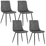 EUGAD Sillas de Comedor Pack 4, Sillas para Cocina con Respaldo, Sillas Terciopelo con Patas de Metal, Sillas Ergonómicas para Comedor, Salón y Dormitorio, Estilo Nórdico y Moderno, Gris Oscuro