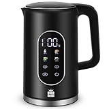 ForMe Hervidor Eléctricos de Acero Inoxidable 1,7 L Selección de Temperatura de 40-100 C LED Indicador Digital de Temperatura I Función de Mantener Caliente Tetera I Cristal Hervidora Libre de BPA