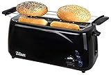 Tostadora Ranura Larga | 4 discos Toast Automat | XXL tostadora | 1400 W, 5 niveles de bronceado regulador | bollos | Función de Descongelado | krümmel cajón | Negro |