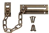 KOTARBAU® Cerradura de cadena de puerta, Cadena de bloqueo, Cadena para puerta antirrobo, Cerrojo de seguridad, Acero inoxidable, Oro viejo, cuero, Cerradura adicional, Retenedor, Cadena de protección