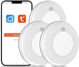 Safeliveo Detector de Humo Inteligente Wifi-3Pieza Delgada con Notificación por App Función de Silenciado y Autocomprobación Alarma de Incendio para Casa con Batería 10 años