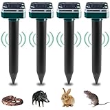 4 Piezas Ahuyentador de Topos Solar, IP65 Repelente de Animales Solar Repelente de Topo Solar Repelente Ultrasónico de Ratones Ahuyentador de Ratas para Jardin, Anti Animales, Serpientes