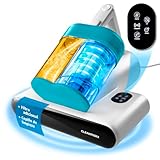 CLEANmaxx Aspirador de ácaros giratorio con luz UV-C y filtro HEPA para alérgicos | Aspiradora de mano para colchones | Función ultrasónica y térmica | potente: destruye el 99,9% de los ácaros [blanco