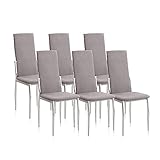 duehome | Pack 6 sillas de Comedor, salón o Cocina, Silla Acabado en Tela Jarama Color Marengo, Modelo Sakura, Medidas: 43 cm (Ancho) x 53 cm (Largo) x 110 cm (Alto)