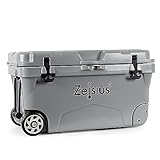 Zelsius Nevera con Ruedas 50 litros | Color Gris | Coolbox para Camping, Trabajo, Viajes, Pesca | Caja de Hielo para Bebidas | Caja Térmica para Frío y Calor